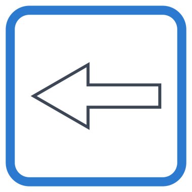 Ok sol vektör simgesi bir çerçeve içinde