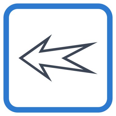 Ok sol vektör simgesi bir çerçeve içinde