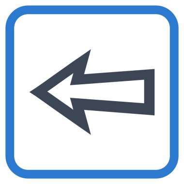 Ok sol vektör simgesi bir çerçeve içinde