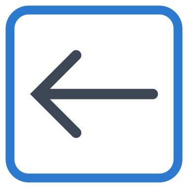 Ok sol vektör simgesi bir çerçeve içinde