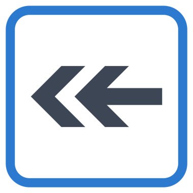 Ok sol vektör simgesi bir çerçeve içinde