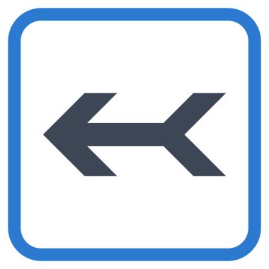 Ok sol vektör simgesi bir çerçeve içinde