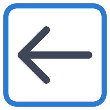 Ok sol vektör simgesi bir çerçeve içinde