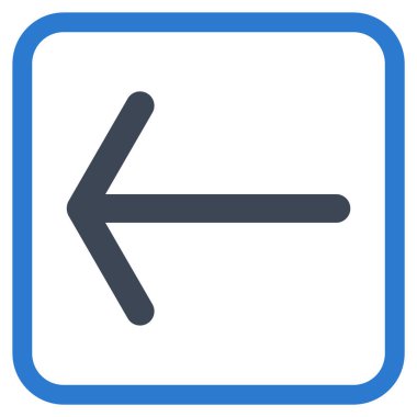 Ok sol vektör simgesi bir çerçeve içinde