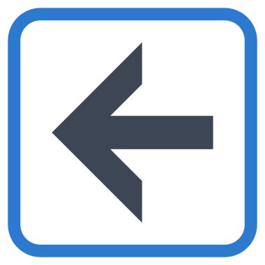 Ok sol vektör simgesi bir çerçeve içinde