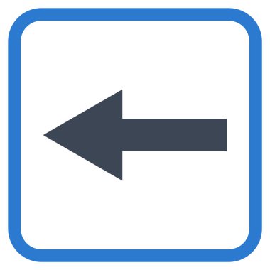 Ok sol vektör simgesi bir çerçeve içinde