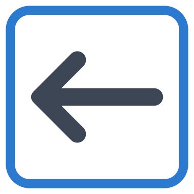 Ok sol vektör simgesi bir çerçeve içinde