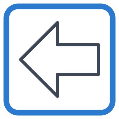 Ok sol vektör simgesi bir çerçeve içinde