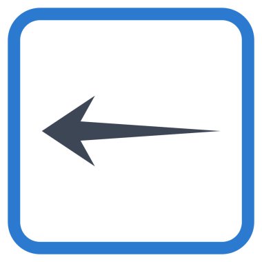 Ok sol vektör simgesi bir çerçeve içinde