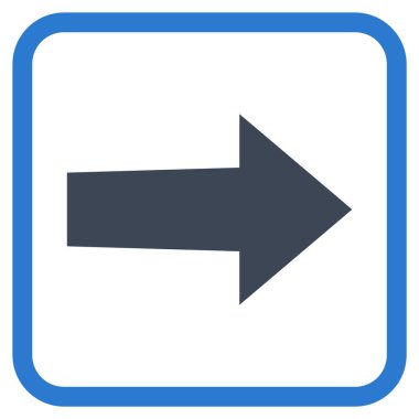 Ok sağ vektör simgesi bir çerçeve içinde