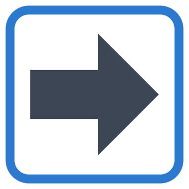 Ok sağ vektör simgesi bir çerçeve içinde