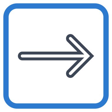 Ok sağ vektör simgesi bir çerçeve içinde