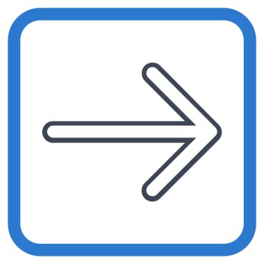 Ok sağ vektör simgesi bir çerçeve içinde