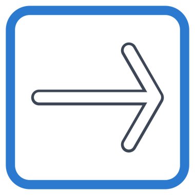 Ok sağ vektör simgesi bir çerçeve içinde