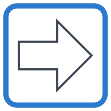 Ok sağ vektör simgesi bir çerçeve içinde