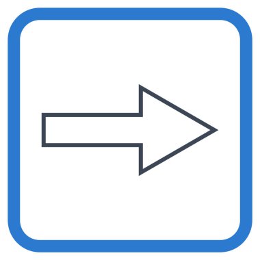 Ok sağ vektör simgesi bir çerçeve içinde