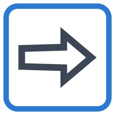 Ok sağ vektör simgesi bir çerçeve içinde