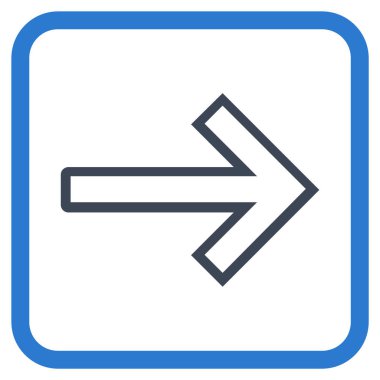 Ok sağ vektör simgesi bir çerçeve içinde