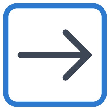 Ok sağ vektör simgesi bir çerçeve içinde