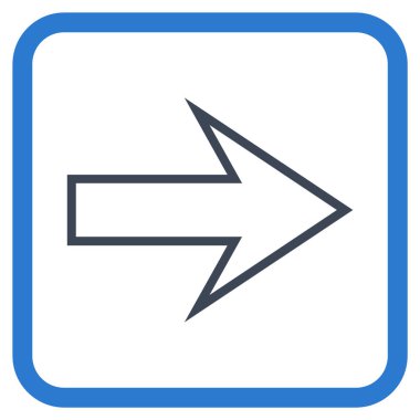 Ok sağ vektör simgesi bir çerçeve içinde