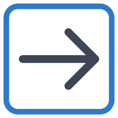 Ok sağ vektör simgesi bir çerçeve içinde