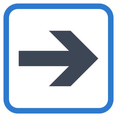 Ok sağ vektör simgesi bir çerçeve içinde