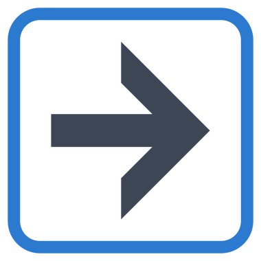 Ok sağ vektör simgesi bir çerçeve içinde