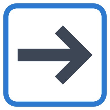 Ok sağ vektör simgesi bir çerçeve içinde