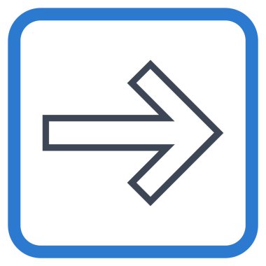 Ok sağ vektör simgesi bir çerçeve içinde