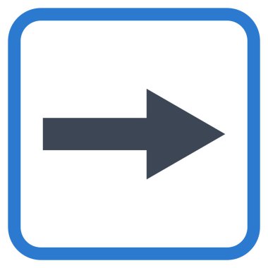 Ok sağ vektör simgesi bir çerçeve içinde