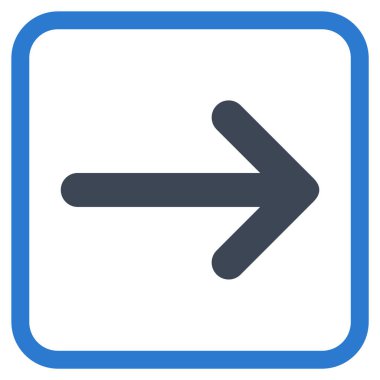 Ok sağ vektör simgesi bir çerçeve içinde