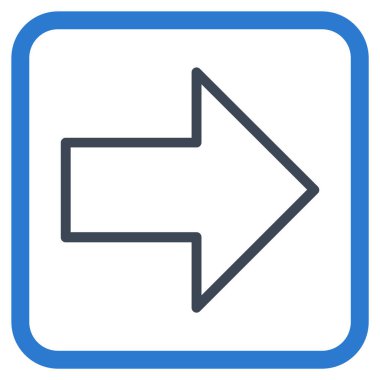 Ok sağ vektör simgesi bir çerçeve içinde