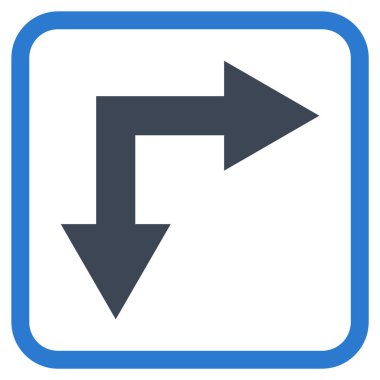 Vektör simgesi bir çerçeve içinde aşağı doğru çatallanma ok