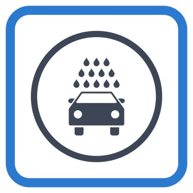 Oto yıkama vektör simgesi bir çerçeve içinde