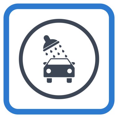 Oto yıkama vektör simgesi bir çerçeve içinde