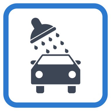 Oto yıkama vektör simgesi bir çerçeve içinde