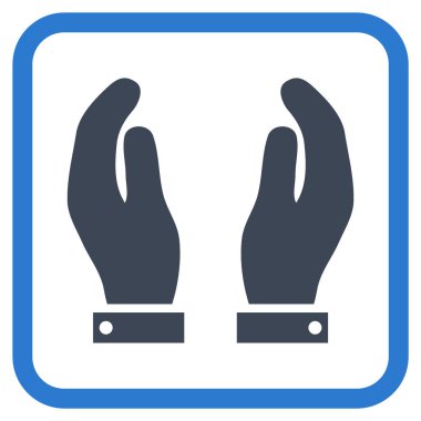 Bakım el vektör simgesi bir çerçeve içinde