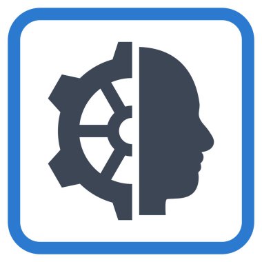 Cyborg dişli vektör simgesi bir çerçeve içinde