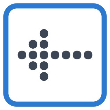 Noktalı ok sol vektör simgesi bir çerçeve içinde