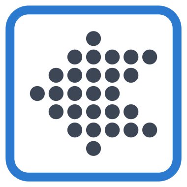 Noktalı ok sol vektör simgesi bir çerçeve içinde