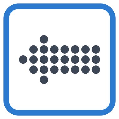 Noktalı ok sol vektör simgesi bir çerçeve içinde