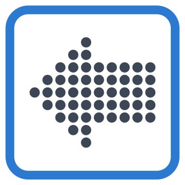 Noktalı ok sol vektör simgesi bir çerçeve içinde