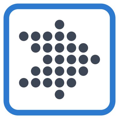 Noktalı ok doğru vektör simgesi bir çerçeve içinde