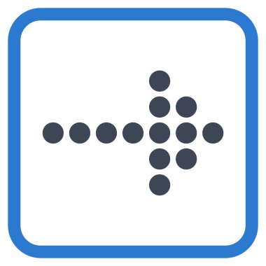 Noktalı ok doğru vektör simgesi bir çerçeve içinde