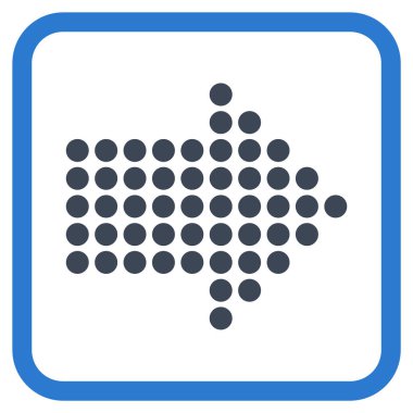 Noktalı ok doğru vektör simgesi bir çerçeve içinde