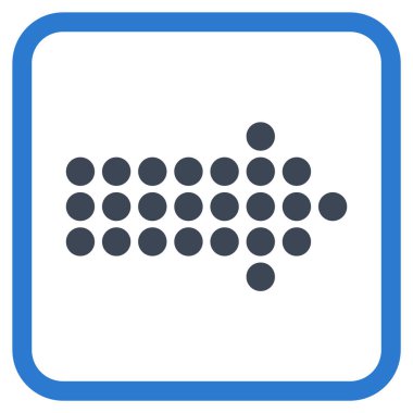 Noktalı ok doğru vektör simgesi bir çerçeve içinde