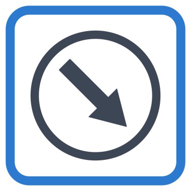 Aşağı doğru yuvarlak ok vektör simgesi bir çerçeve içinde