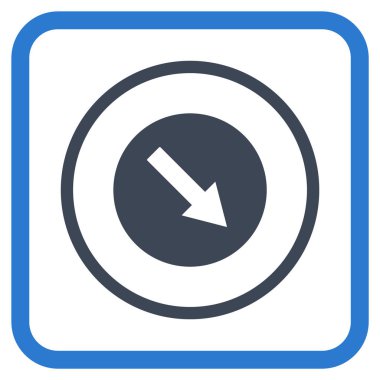 Aşağı doğru yuvarlak ok vektör simgesi bir çerçeve içinde