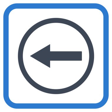 Sol ok vektör simgesi bir çerçeve içinde yuvarlak