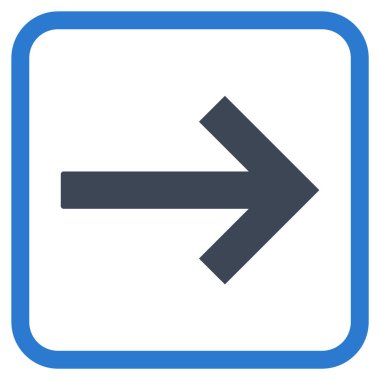 Sağ ok vektör simgesi bir çerçeve içinde